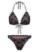 Bikini Set con Allacciatura al Collo in Pizzo e Schiena Scoperta Nero Anni '40 2