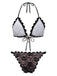 Bikini Set con Allacciatura al Collo in Pizzo e Schiena Scoperta Nero Anni '40 3