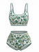 Set Bikini Anni '50 Floreale a Vita Alta con Scollo Rotondo