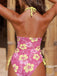 Set Bikini Halter a Fiori con Spalline di Perline Anni '80 3