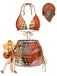 Set Bikini Arancione Psychedelic a Pois in Rete Anni '60