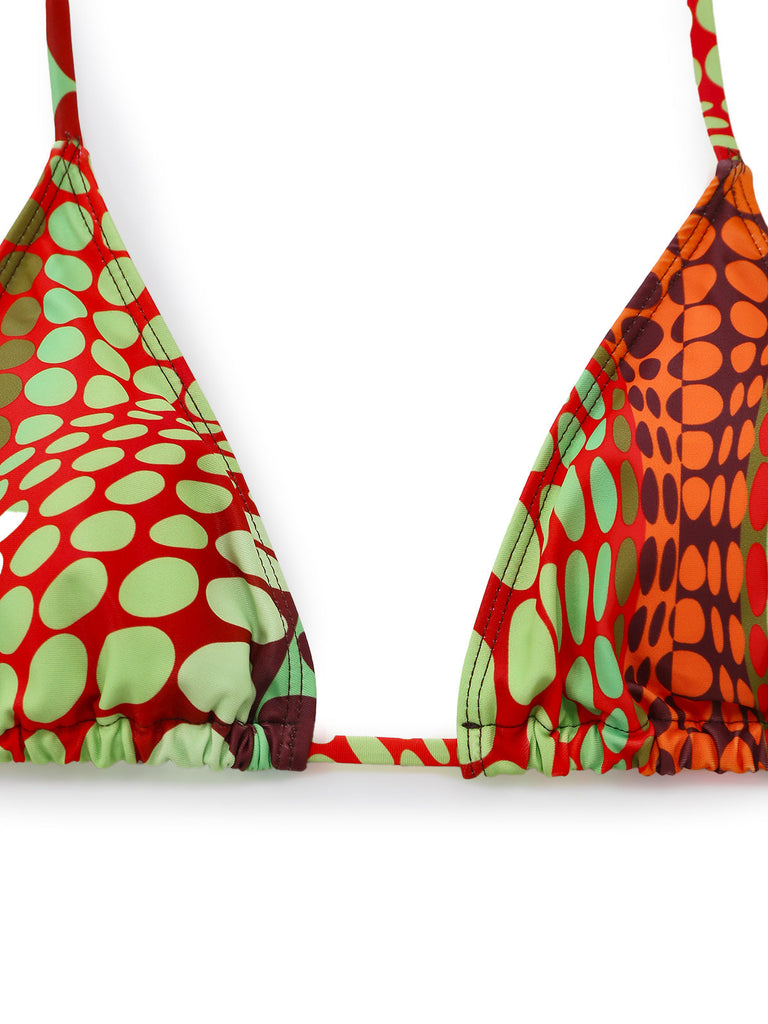Set Bikini Arancione Psychedelic a Pois in Rete Anni '60 5
