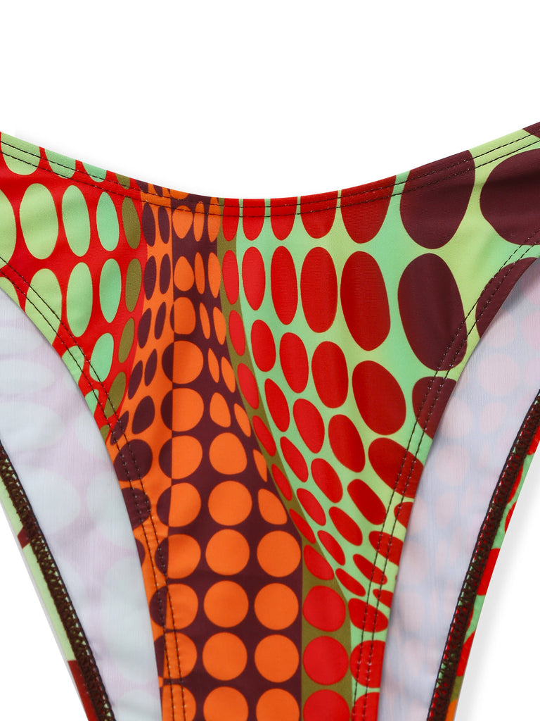 Set Bikini Arancione Psychedelic a Pois in Rete Anni '60 6