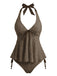 Set Tankini  Anni '50 Testurizzato Floreale Con Scollo All'americana