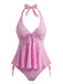 Set Tankini  Anni '50 Testurizzato Floreale Con Scollo All'americana