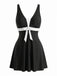 Set Tankini Bianco e Nero Colorblock con Fiocco Anni '50 2