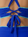 2PCS Set Bikini Blu con Bordo a Contrasto e Copricostume Anni '50 5