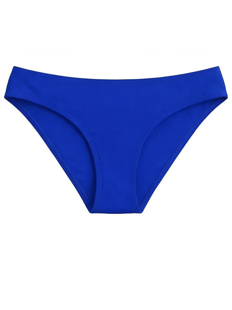 2PCS Set Bikini Blu con Bordo a Contrasto e Copricostume Anni '50 4