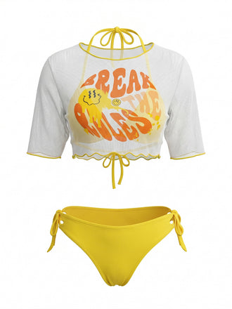 Costumi Giallo Anni '60 con Scollo All'Americana e Trasparente e Copricostume