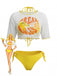 Costumi Giallo Anni '60 con Scollo All'Americana e Trasparente e Copricostume