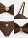 Set Bikini Marrone Arricciato con Decorazione Conchiglia in Metallo Anni '70 4