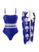 Costume da Bagno Intero Floreale Bohémien con Copricostume Anni '70