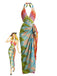 Costume da Bagno 2PCS Multicolore Geometrico Halter Bohemien Anni '70