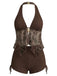 [Prevendita] Costume da Bagno Halter Trasparente Ricamato in Rete - Marrone Anni '60 2