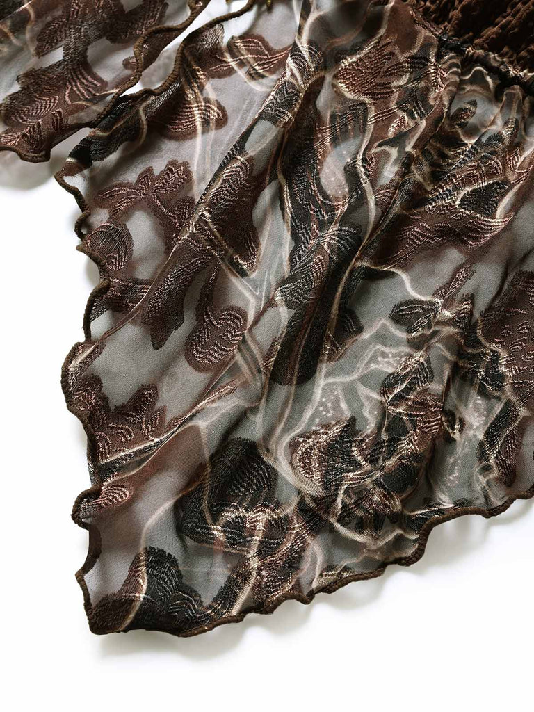 [Prevendita] Costume da Bagno Halter Trasparente Ricamato in Rete - Marrone Anni '60 5