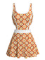 Costumi con Gonna Multicolore Anni '60 a Fiori di Ciliegio con Cut-Out