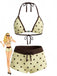 con Nodo Halter con Perline a Pois Swimwear Set Anni '50