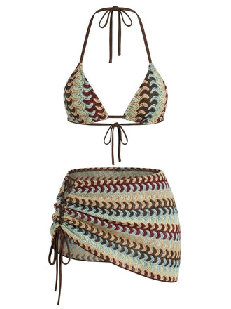 Multicolor 1970s Printed Tankini Set