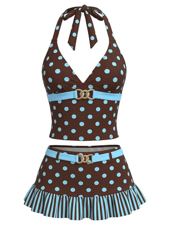 [Pre-Vendita] Pois Tankini Set Marrone Scuro Anni '50