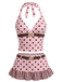 [Prevendita] Set Tankini Rosa Anni '50 a Pois Con Scollo All'americana