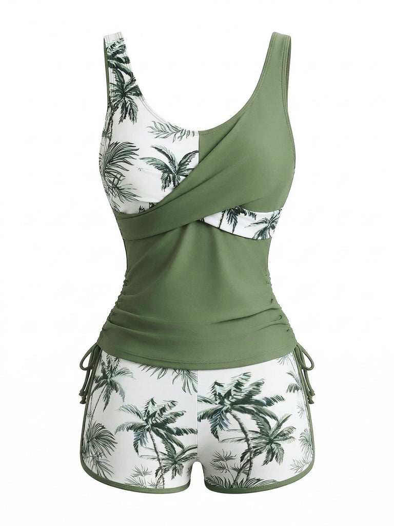 Set Tankini con Palme e Incrocio Color Block Anni '50 3