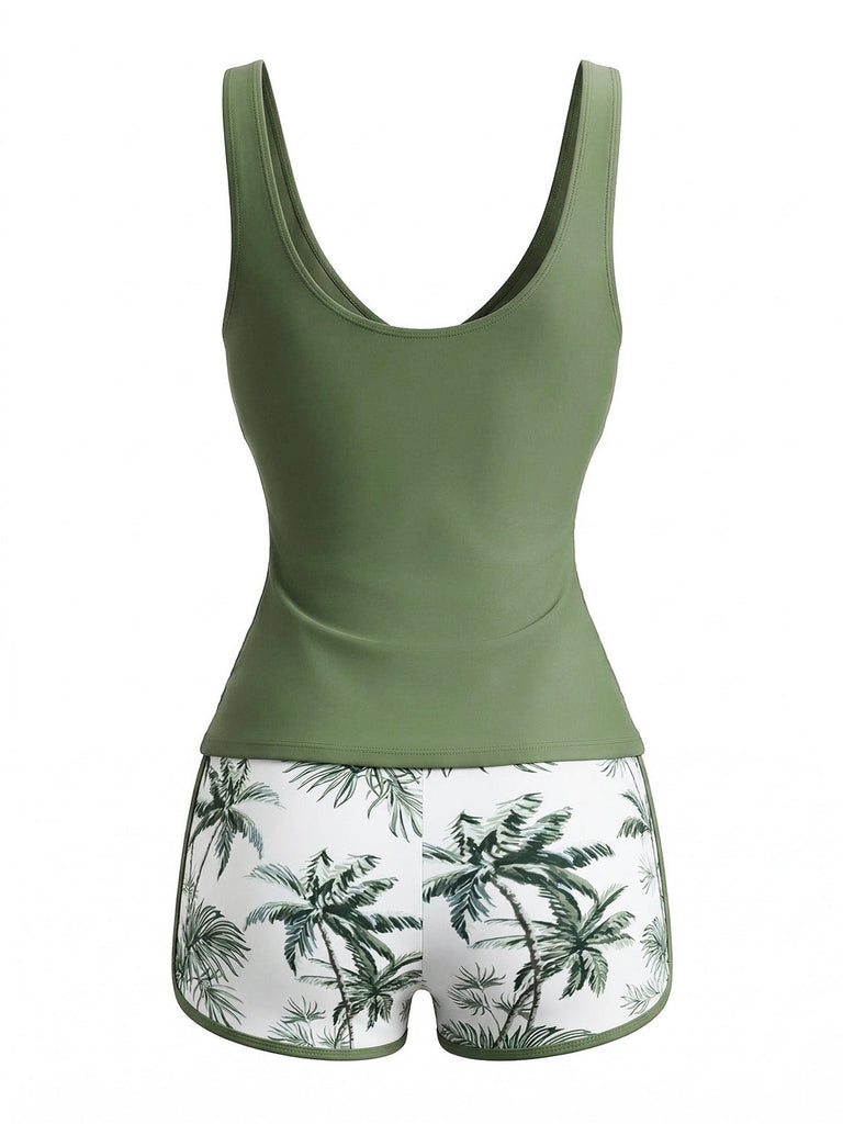 Set Tankini con Palme e Incrocio Color Block Anni '50 4