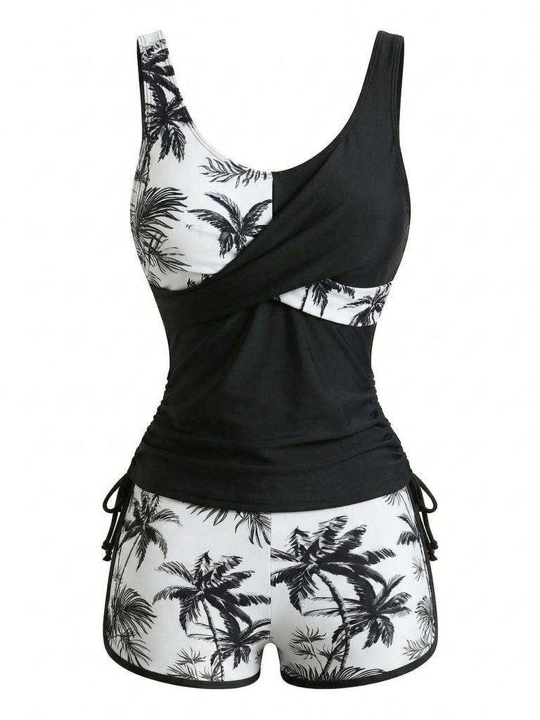 Set Tankini con Palme e Incrocio Color Block Anni '50 6