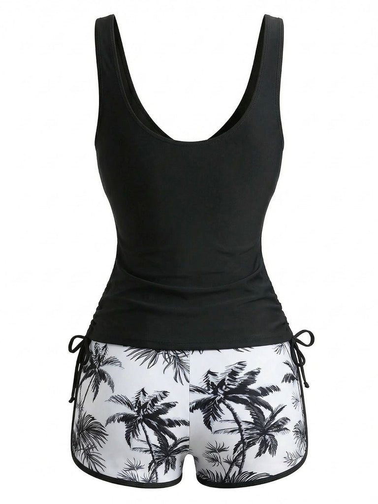 Set Tankini con Palme e Incrocio Color Block Anni '50 9