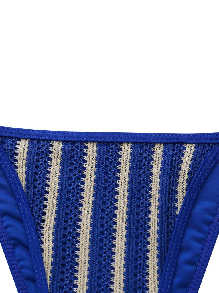 Blue 1960s Three-Piece Bikini Set 4