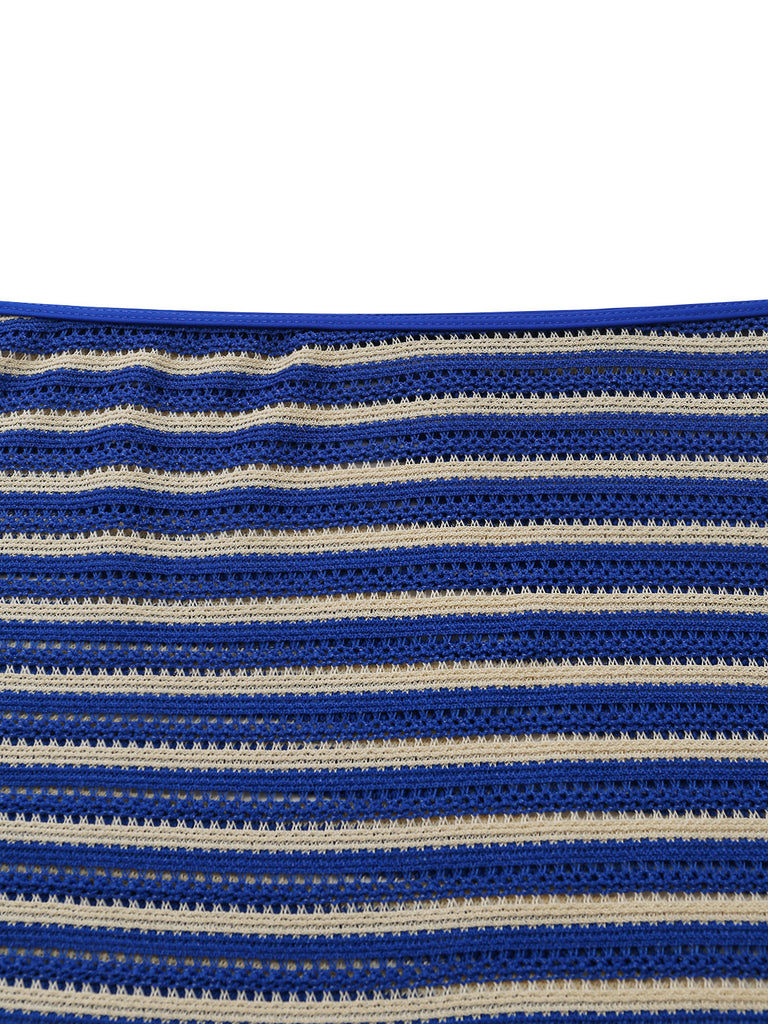 Blue 1960s Three-Piece Bikini Set 6