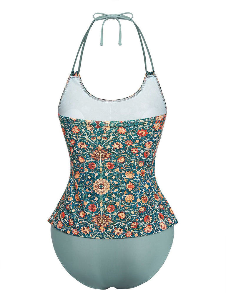 Set Tankini Halter con Stampe Floreali Retro Anni '40 4