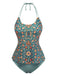 Set Tankini Halter con Stampe Floreali Retro Anni '40 3
