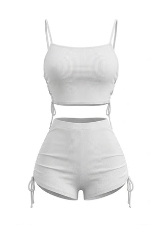 Tankini Set Vintage con Spalline Sottili Arricciato Anni '40 3