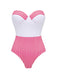 2PCS Costume Intero Rosa a Righe Senza Spalline e Copricostume Anni '40 2
