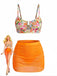 Set Tankini a Fiori con Fibbia a U in Metallo Vita Alta Anni '60