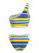 Set Bikini Blu a Righe Monospalla con Intaglio Anni '40 3