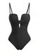 Costume da Bagno Drappeggio Anteriore Tropicale Leaf con Stampa Anni '50 5