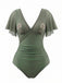 Costume con Scollo a V e Manica a Volant con Palme Anni '50