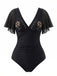 Costume con Scollo a V e Manica a Volant con Palme Anni '50 3