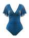 Costume con Scollo a V e Manica a Volant con Palme Anni '50 5