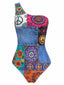 Costumi Multicolore Anni '60 Hippie Asimmetrico Monospalla