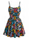 Set Tankini Multicolore Anni '40 Floreale Scollo a U