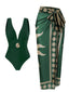 Costumi Intero Verde Anni '50 con Scollo Profondo e Copricostume in Rete