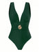 Costume Intero Verde con Scollo Profondo e Copricostume in Rete Anni '50 3