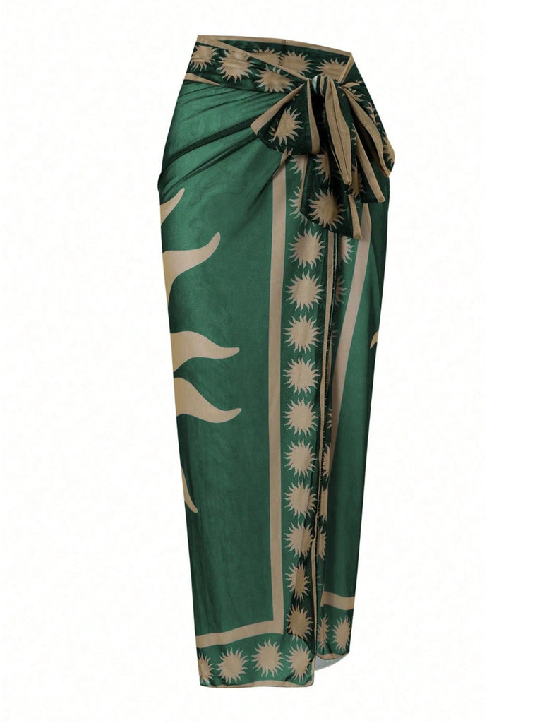 Costume Intero Verde con Scollo Profondo e Copricostume in Rete Anni '50 4