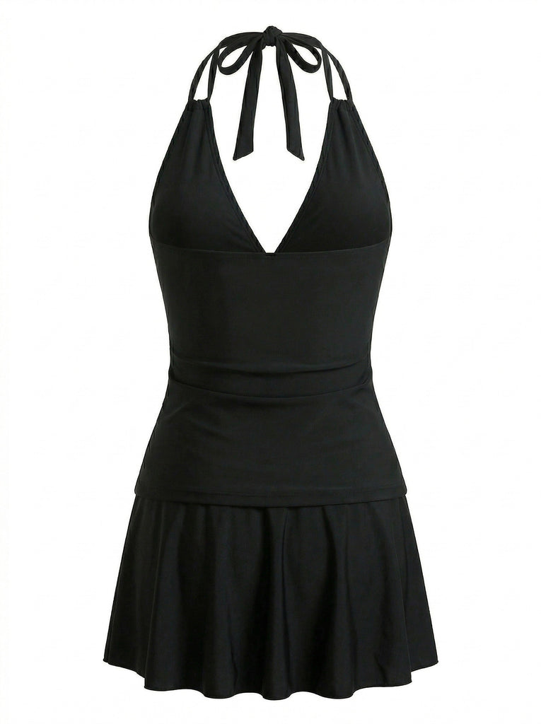 Set Tankini con Scollo a V Profondo e Copricostume Anni '50 2