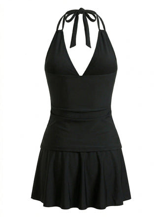 Set Tankini con Scollo a V Profondo e Copricostume Anni '50 2