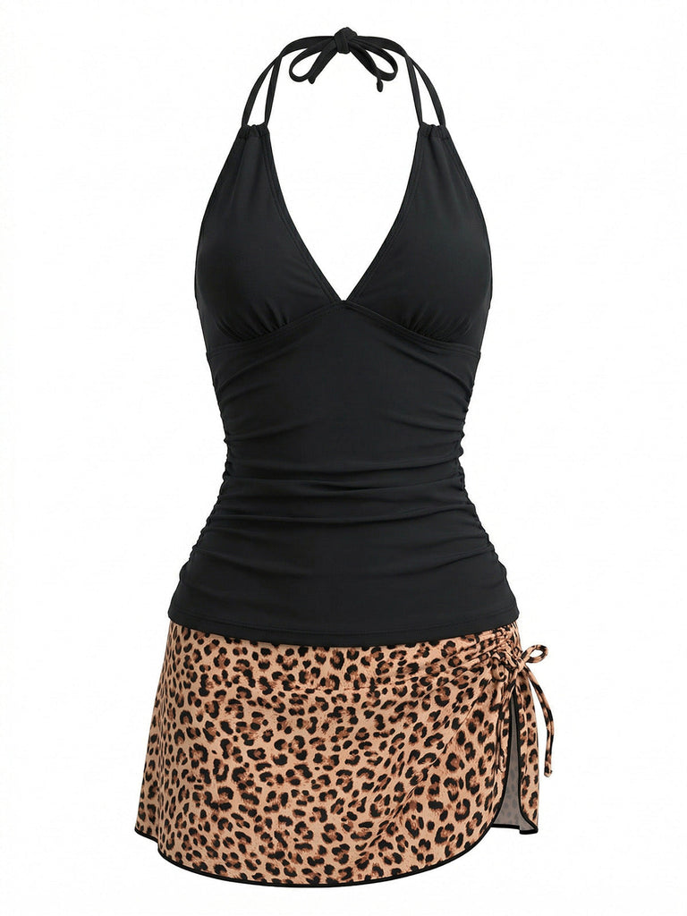Set Tankini con Scollo a V Profondo e Copricostume Anni '50 3