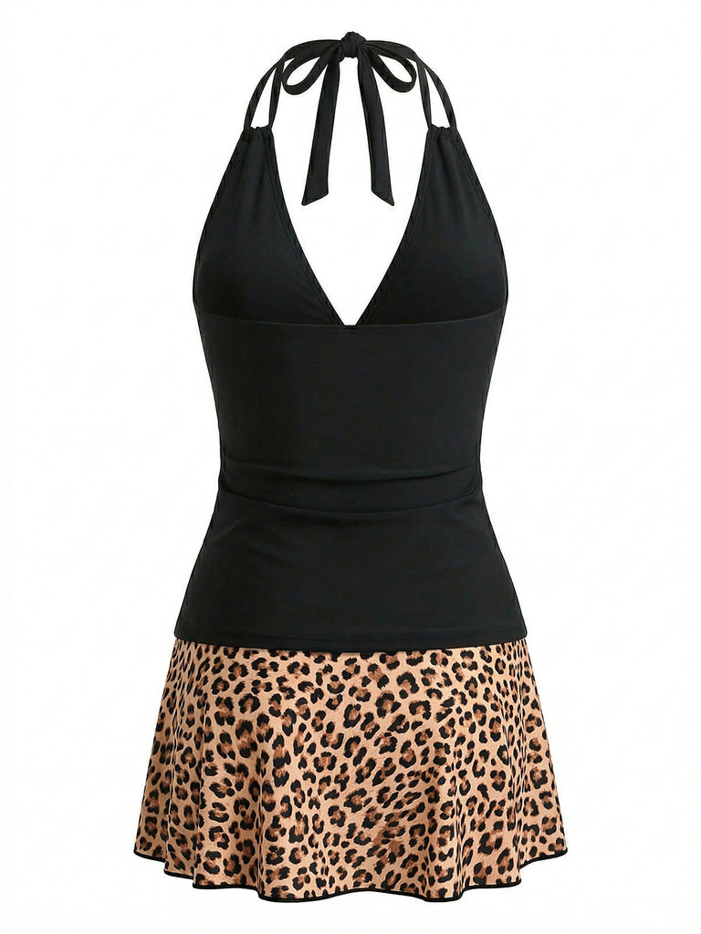 Set Tankini con Scollo a V Profondo e Copricostume Anni '50 4