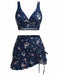 Costume da Bagno Floreale Drappeggio Anteriore & con Volant Anni '40 4